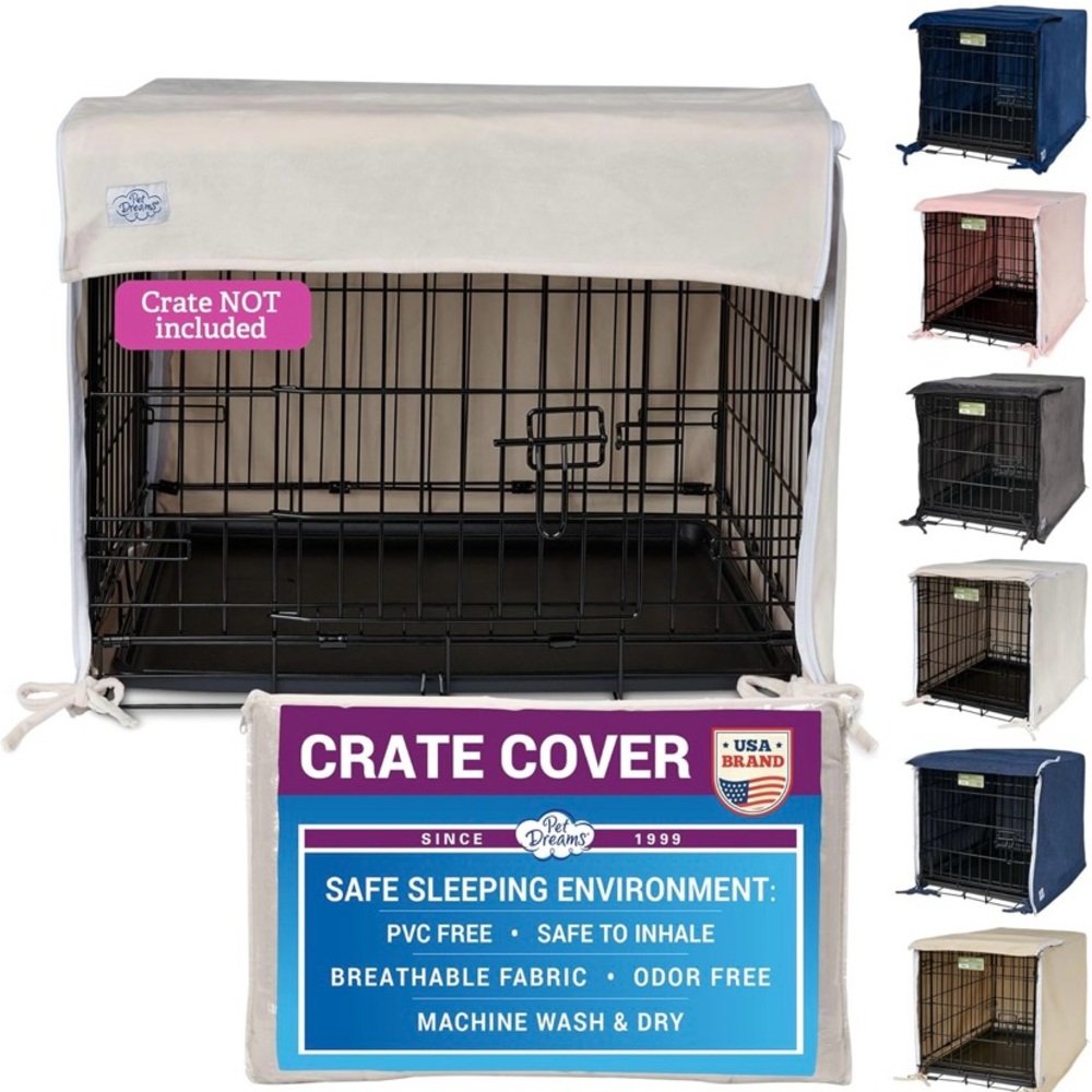 NWT Pet Dreams Double Door Crate Cover| Luxe Velour| Ivory| Fits Medium 30x20